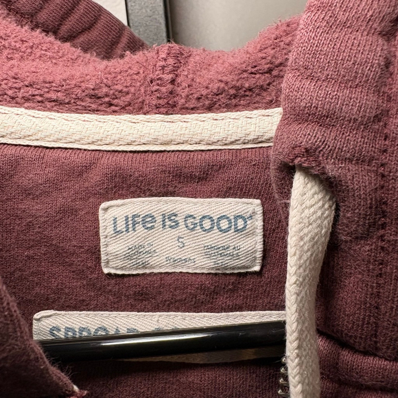 Women's Life is Good Maroon Pink Graphic Zip-Up Hoodie S - Picture 3 of 7